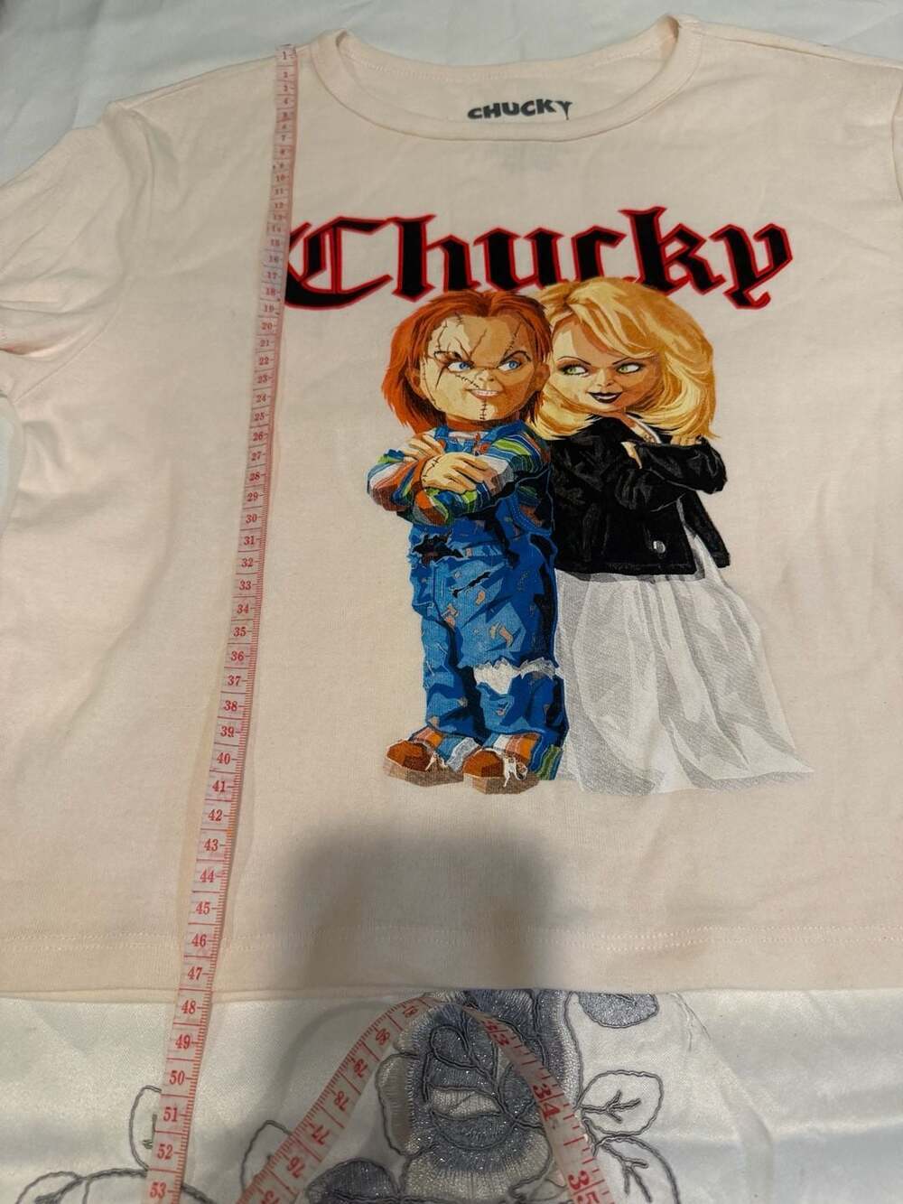 Chucky & Tiffany Bride of Chucky Junior's Cropped Graphic T-Shirt - Picture 5 of 7